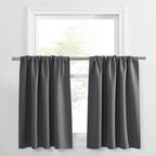 PONY DANCE Grey Short Window Curtains for Kitchen 36 inch Long, 2 Panels Set Half Window Drapes for Bedroom Basement, Blackout Small Curtains for Travel Trailers, Width 34 x Length 36 inches