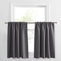 PONY DANCE Grey Short Window Curtains for Kitchen 24 inch Long, 2 Panels Set Half Window Drapes for Bedroom Basement, Blackout Small Curtains for Travel Trailers, Width 34 x Length 24 inches