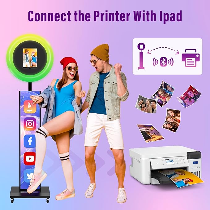 JIYANG Portable Photo Booth Compatible with Ipad 10.2-13inch,Photo Booth Machine with CHACKTOK APP Control,Photobooth VIP,Music Sync,Free Custom Logo,Light Box Honeycomb Case(Black)