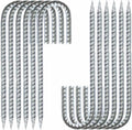 Heavy Duty Rebar Stakes 12-Pack 12-Inch - Hot-Dip Galvanized J-Hook Ground Anchors for High Winds, Trampoline, Fencing, Landscape Fabric - Forged Tip for Rocky & Hard Soil