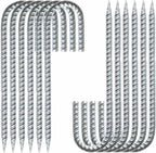 Heavy Duty Rebar Stakes 12-Pack 12-Inch - Hot-Dip Galvanized J-Hook Ground Anchors for High Winds, Trampoline, Fencing, Landscape Fabric - Forged Tip for Rocky & Hard Soil