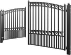 ZUMI Dual Swing Driveway Gate, 12x6 ft. Outdoor Steel Fence for Home Security, Heavy-Duty Weatherproof Iron Kit, Opera Style