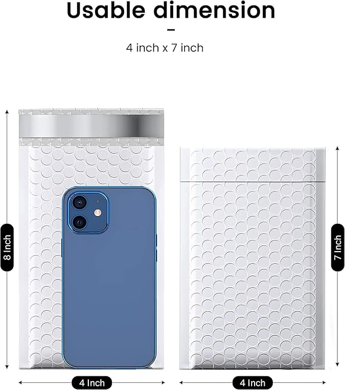 GSSUSA White Bubble Mailers 4x8 Inches 19200 Pack, Usable Size 4X7" Bubble Envelopes for Small Business, 1Pallet Padded Envelope, Shipping Mailers, Packaging Bags, Mailing Envelopes, Shipping Supplies