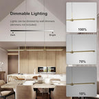 EDISLIVE Modern Linear LED Island Light Dimmable LED Chandelier 47.24 in Adjustable Linear Hanging Light Fixture 3000K 20W Pendant Light for Dinning Room Kitchen，Gold