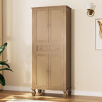 72 inch Kitchen Pantry Storage Cabinet, Freestanding Pantry Cabinet, Tall Cabinets with Doors and Shelves,Freestanding Cupboard with Adjustable Shelves for Dining Room，Natural