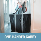 CleverMade Collapsible Laundry Caddy - Gray Stone Gray 2 Pack 64L / 17 Gal - Foldable Storage Organization Container Clothes Room Storage Solution