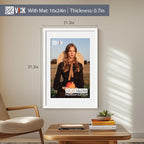 VCK 20x30 Poster Frame White - with Mat 16x24, Exclusive Textured Solid Wood Picture Frame Horizontal and Vertical Formats with Included Hanging Hardware, 2 Pack