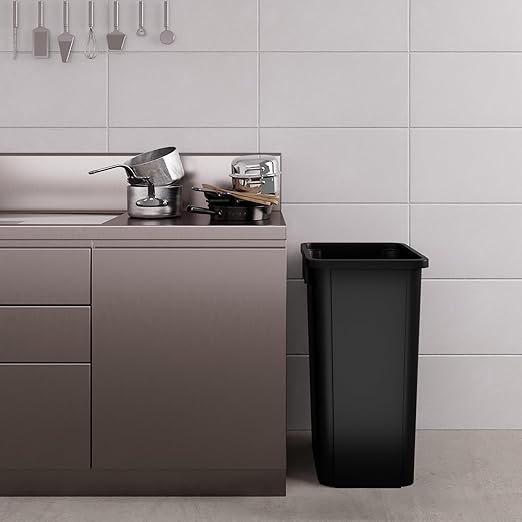 23 Gallon Black Square Commercial Trash | Garbage Can - Outdoor, Office, Restaurant, School, Kitchen