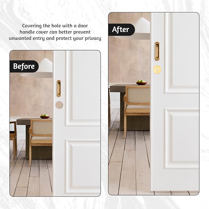 Door Hole Cover Plate, Door Knob Cover Door Knob Plate 2-5/8" Diameter Gold Door Knob Covers Door Hole Filler Plate for Home Security