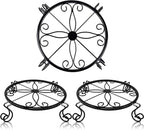 Metal Plant Stand Indoor/Outdoor, Low Corner Plant Stand, Decoration Small Plant Holders for Home, Anti-Rust Iron Heavy Duty Plant Holders, Flower Pot Rack Display Shelf, Black (3 Pack)