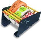 MDJ by Excell Manual Metal Label Sticker Dispenser with 4 Suction Cups Base for Tabletop, Adjustable Holder for Multiple Rolls for Office, Home, Warehouse, Easy Peel Off, Fits up to 6.5" Wide Labels