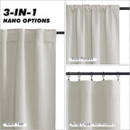 KGORGE Kitchen Curtains 45 inch Length 2 Panels, Privacy Solid Thermal Insulating Energy Saving Light Filtering Curtains for Kids Bedroom Kitchen Office, Back Tab, W34 x L45 inches, Nature