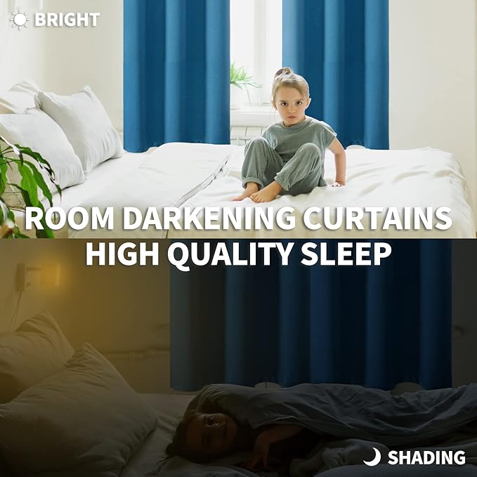BGment Blackout Curtains - Grommet Thermal Insulated Room Darkening Bedroom and Living Room Curtains, Set of 2 Panels (42 x 63 Inch, Steel Blue)