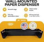IDL Packaging 24" Wall Mounted Kraft Paper Roll Dispenser & Cutter for Rolls up to 24" Wide and 9" in Diameter – Durable Paper Holder with a Serrated Blade – Wall Mount Set Included