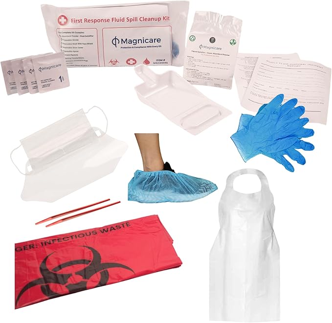 First Response Spill Kit - Be OSHA Compliant | Bloodborne Pathogen & Vomit Cleanup Kit: Comprehensive Spill Response for Bodily Fluids, Ideal for Schools, Restaurants, clinics (3 Pack)