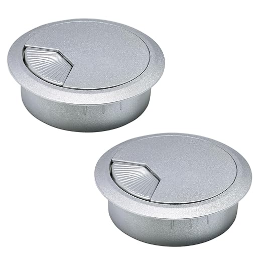 2 Pcs Desk Grommet 2" / 50 mm, Desk Cord Hole Cover, Cable Grommet ABS Plastic, Desk Hole Grommet for Home & Office Pc, Detachable Adjustable Cable Cord Organizer-Silvery