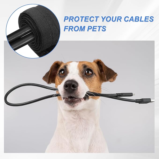uxcell Hook and Loop Cable Management Sleeve, 10ft x 1.8 Inch Flexible Cable Wrap Cover Wire Hider, Cord Organizer and Cable Protector for Desk TV Computer, Black
