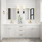 Gold Metal Framed Bathroom Mirror for Wall, Brushed Gold Rounded Corner Rectangular Bathroom Vanity Mirror, Anti-Rust, Tempered Glass (30" x 36", Gold)