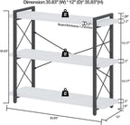 HCHQHS Bookshelf, 3-Tier Industrial Bookcase, Open Book Shelf, Freestanding Horizontal Bookshelves with Metal Frame