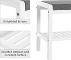 SONGMICS Shoe Rack Bench with Cushion Upholstered Padded Seat, Storage Shelf, Shoe Organizer, Holds Up to 350 lb, Ideal for Entryway Bedroom Living Room Hallway Garage Mud Room Gray and White ULBS65WN