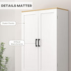 HOMCOM 67" Freestanding Kitchen Pantry, 4-Door Storage Cabinet Organizer with Adjustable Shelves, Kitchen Cabinet with Doors and Shelves, Distressed White