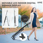 JIYANG 32 Inch Indoor Digital Signage Display,Floor Standing Advertising Digital Kiosk with Wheels,Portable LCD Poster Totem Support HDMI Input,Split Screen,Timed Open/Off,Android System