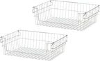 TRINITY 2-Pack Stackable Metal Wire Storage Baskets With Handles, EcoStorage Chrome, 19 Inches