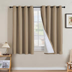 H.VERSAILTEX Linen Curtains 100% Blackout Curtains for Bedroom 54 inch Long Full Light Blocking Nature Linen Blended Window Curtains for Living Room Nickel Grommet (2 Panels, Heathered Macchiato)