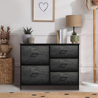 Sorbus Dresser with 5 Faux Wood Drawers - Storage Unit Organizer Chest for Clothes - Bedroom, Hallway, Living Room, Closet, & Dorm Furniture - Steel Frame, Wood Top, & Easy Pull Fabric Bins