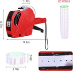 2 Pack Pricing Gun - 8 Digits Price Tag Gun with 8000 Labels & 4 Ink Rollers Kit Red Pricing Label Maker for Retailer,Supermarket