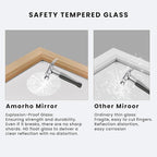 Amorho 50 X30 Inch Bathroom Mirror for Wall, Oak Wood Grain Metal Framed Mirror, Anti-Rust, Hang Horizontally/Vertically, Suitable for Bedroom, Farmhouse, Bathroom, Decorative