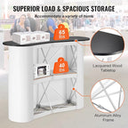 VEVOR Portable Tradeshow Podium Table, 51.18" x 18.31" x 37.4", Display Exhibition Counter Stand Booth Fair with Wall, Foldable Promotion Retail Bar Table Pop Up Podium with Storage Rack, Carrying Bag