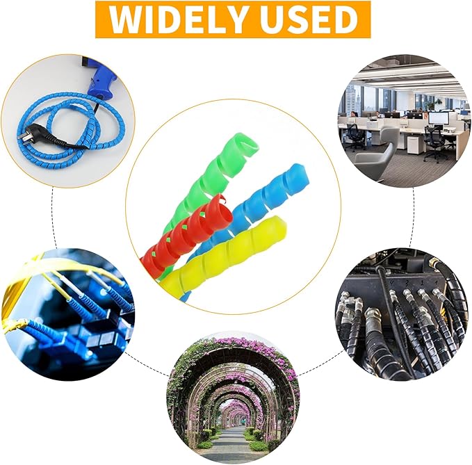 Spiral Cable Wrap, 16.4ft, 33ft Wire Protection Sleeve Cover Cable Organizer Pipe Flexible Spiral Wrap Winding Tube Prevent Cat from Chewing Cables (Red, 8mm (5/16")-16.4ft)