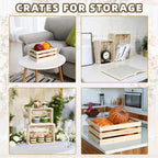 5-Piece Farmhouse Wooden Crate Set - Rustic Wooden Crates for Display and Storage, Large Natural Wood Decorative Crates, Farmhouse Apple Crates, Painted Wood Crates for Decor