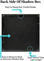 Tasse Verre 8x8 Rustic Display Shadow Box (2-Pack) Frame w/Linen Background and 16 Stick Pins - Ready to Hang Shadowbox Picture Frame - Box Display Baby Memorabilia Wedding
