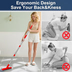 ITTAHO 2 Pack Grout Brush with Long Handle, Swivel Cleaning Grout Line Scrubber - Extendable Durable Handle Grout Cleaner Brush for Bathroom,Tile,Baseboard,Walk in Shower,Corner & Narrow Space (Red)