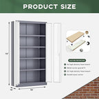 Greenvelly Metal Storage Cabinet, 72" Locking Metal Garage Storage Cabinet with Doors and 4 Adjustable Shelves, Lockable Steel Cabinet for Home Office, Garage, Shop, School (White Grey 32" W x 16" D)