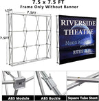 Portable Collapsible Pop Up Trade Show Display Backdrop Stand, A Folding Tension Fabric Holder For Tradeshow Booth Exhibition Wedding Conference Party Event 7.5x7.5FT(Frame Only)