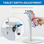 Mount-It! Universal Tablet Stand with Tilt, Anti-Theft Retail iPad POS Kiosk Stand, Fits Tablets from 9.7" to 13" Screen Size, 90° Rotation for Portrait and Horizontal Viewing, Durable Steel, White