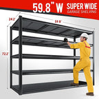 72.2" H Garage Shelving 3000LBS Metal Shelving Unit Adjustable Garage Storage Shelves 5 Tier Heavy Duty Storage Rack for Pantry, Warehouse, Industries, 59.8" W x 72.2" H x 24.2" D