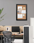 Mifuro 36"x24" Enclosed Bulletin Board, Outdoor Lockable Weather-Resistant Aluminum Cork Noticeboard for School & Office Hospital, Black Frame w/Cork