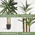 Artificial Tree 4.7Ft Faux Agave Plant with 3 Heads in Plastic Pot Fake Tree for Home Decor Indoor or Outdoor Office Decoration Housewarming Gift (4.7 Feet-2 Pack)