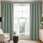 PONY DANCE Blackout Curtains for Bedroom 90 inches Long 2 Panels Set, Thermal Insulated Rod Pocket Black Out Window Drapes, Noise Reducing Window Treatment for Living Room(W52 x L90 inch, Sage Green)