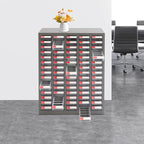 75 Drawer Parts Cabinet,Metal Tool Cabinet with Each Drawer 5.5 Lbs Load ,Bolt and Nut Tool Storage Box with Hooks , Material Cabinet for Hardware Stores, Warehouses, Car Repair Shops(Grey & Clear)