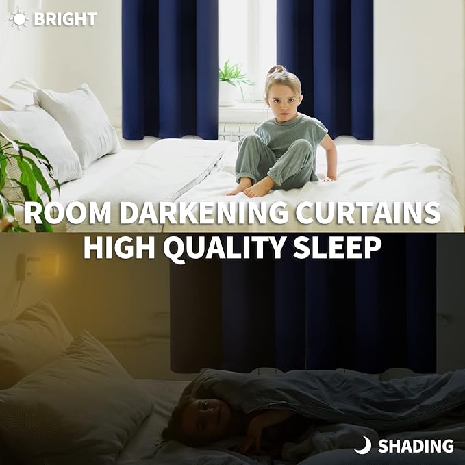 BGment Blackout Curtains - Grommet Thermal Insulated Room Darkening Bedroom and Living Room Curtains, Set of 2 Panels (52 x 120 Inch, Navy)