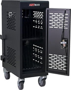 Laptop Charging Cart,16 Devices Tablet Storage Carts for pad Up to 16.3" Screen Size, Classroom Computer Mobile Charging Station for Pads, Chromebooks,Laptops, Security Storage(16 Bay-Black)