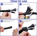 Cable Management Sleeves 1in - 2 Pack 4.1ft Split Braided Cable Sleeve White, Hard PE Cord Protectors from Pets, Wire Organizers for Cords, Flexible Cord Wrap Wire Sleeve for Computer Cord Organizer