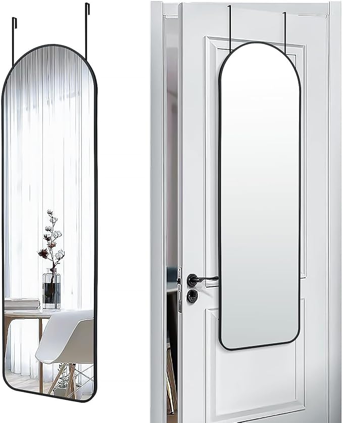 47x14 Mirror Full Length Back Door Hanging or Wall Mounted Aluminum Metal Frame Arch Mirrors for Entryway Bedroom Bathroom Dressing Living Room 47 14 inch Black
