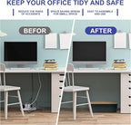 Cable Management Box - Wooden Style Large Cord Organizer to Hide Wires & Power Strips | Desk Computer Cable Organizer | Safe ABS Material | 16" (L) x 6.2" (W) 5.3" (H) | for Home & Office - Black