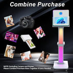 Photo Booth Machine 15.6 inch Selfie Portable Touch Screen Photobooth with RGB Light,Mirror Photo Booth with Flight Case for Wedding Party Events (Machine+Mini Printer)